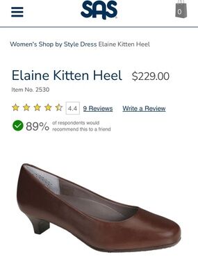 SAS Elaine Kitten Heel 9WW Brown